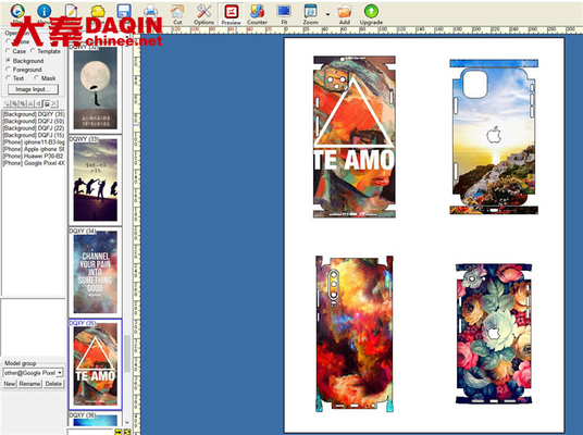 Sistema software per macchine per stampanti a taglierina mobile per adesivi laminati
